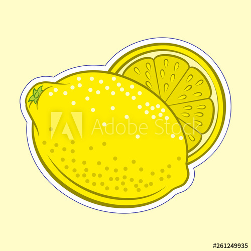 500x500 Illustration Of Colorful Juicy Stylized Whole And Half Lemon Icon