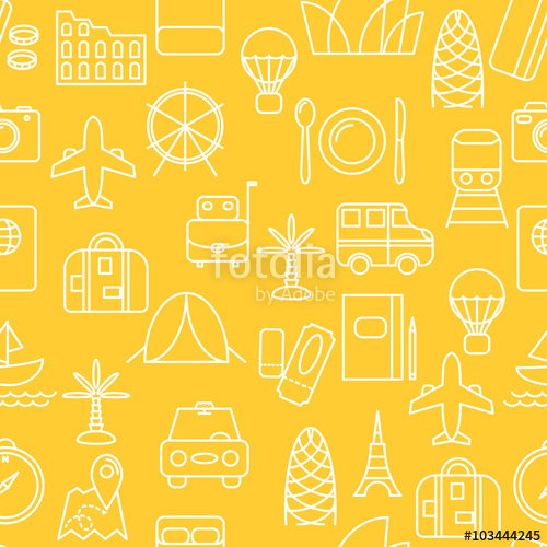 500x500 Thin Line Icons Seamless Pattern Travel And Transportation Icon