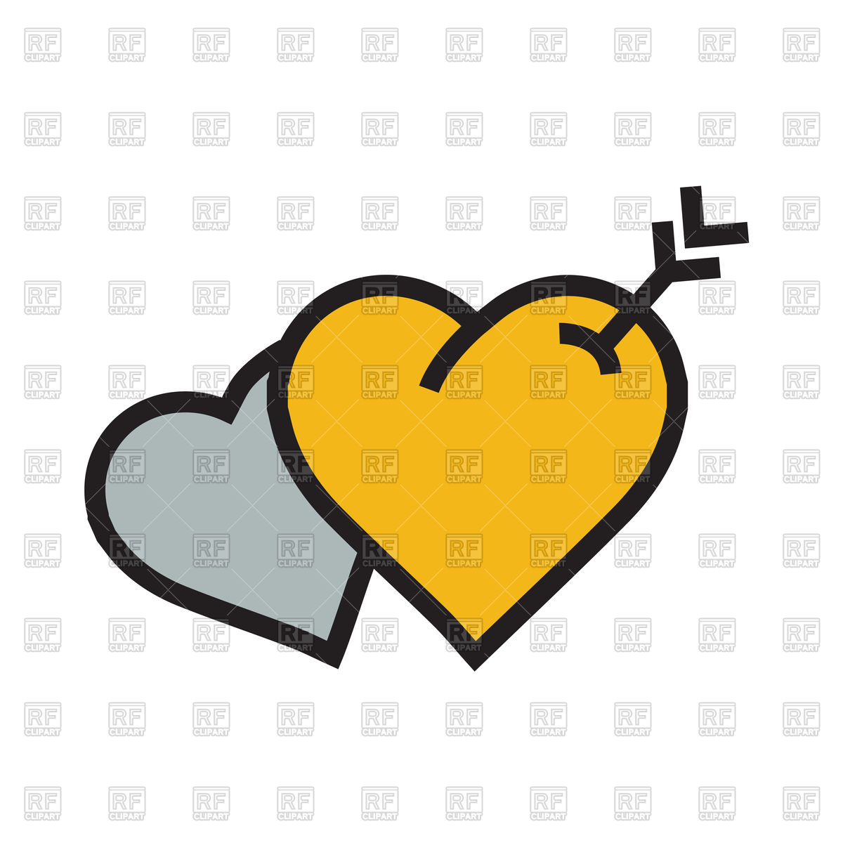 1200x1200 Twins Heart Arrow Icon Yellow Color Vector Image Of Icons