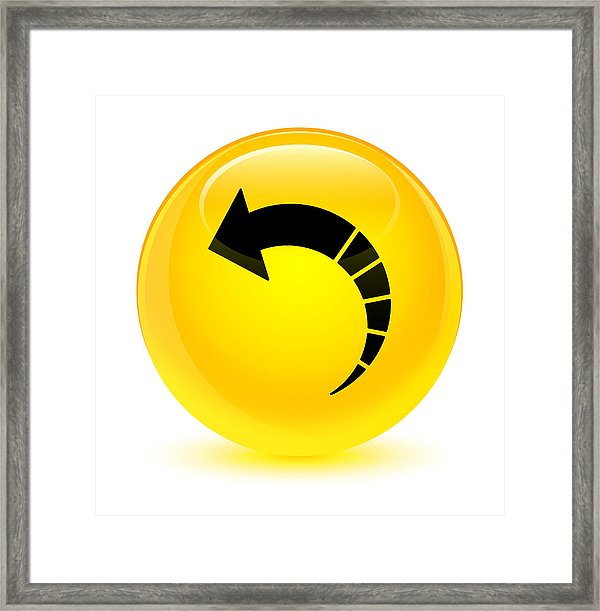 600x611 Back Arrow Icon Glassy Yellow Round Button Framed Print