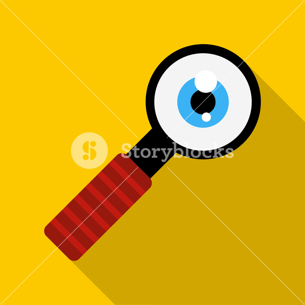 1000x1000 Magnifying Glass With Eye Ball Icon In Flat Style On A Yellow
