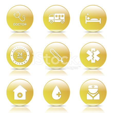 440x440 Hospital Health Yellow Vector Button Icon Design Set Stock