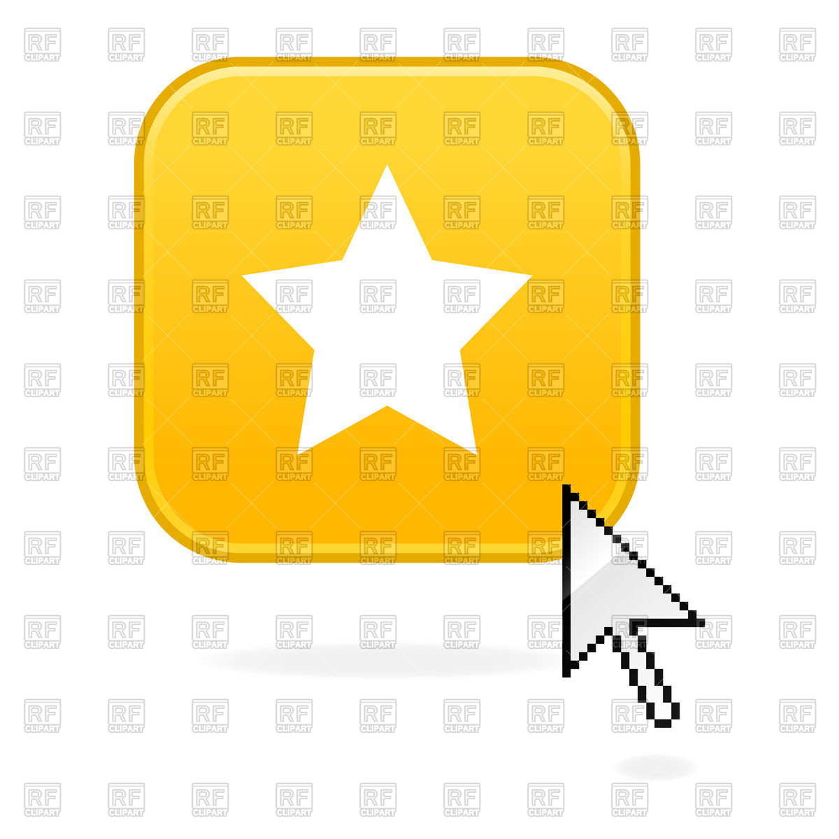 1200x1200 Yellow Button With Star And Cursor Arow