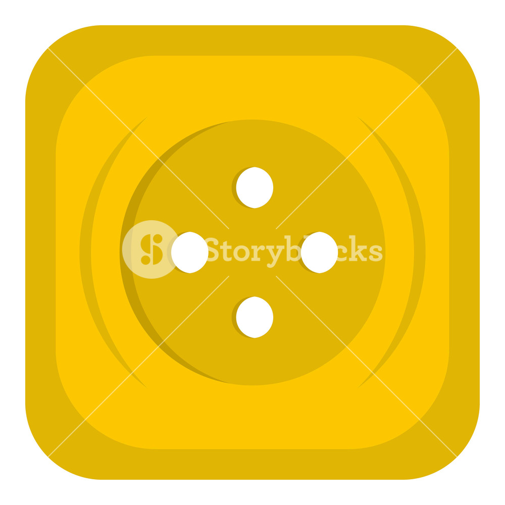 1000x1000 Yellow Square Sewing Button Icon Flat Isolated On White Background