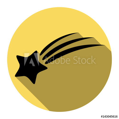500x500 Shooting Star Sign Vector Flat Black Icon With Flat Shadow