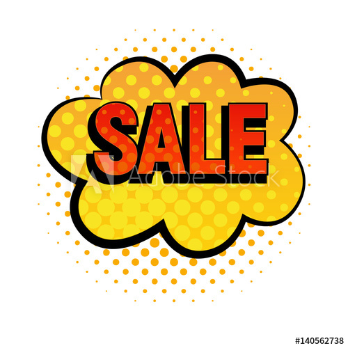 500x500 Sale Cloud Bubble Comic Style Vector Illustration Cartoon Yellow