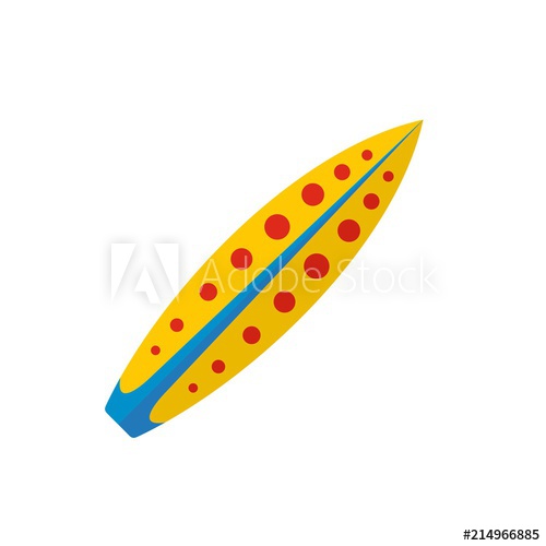 500x500 Yellow Red Dot Surfboard Icon Flat Illustration Of Yellow Red Dot