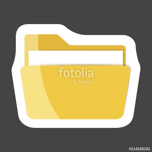 500x500 Yellow Folder Icon With A Sheet Of Paper Vector Colored Sticker