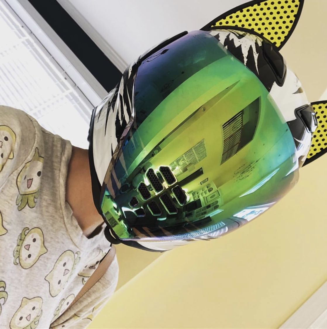 1118x1125 Icon Airflite Helmet With Yellow Cat Ears Photo Mew Mew