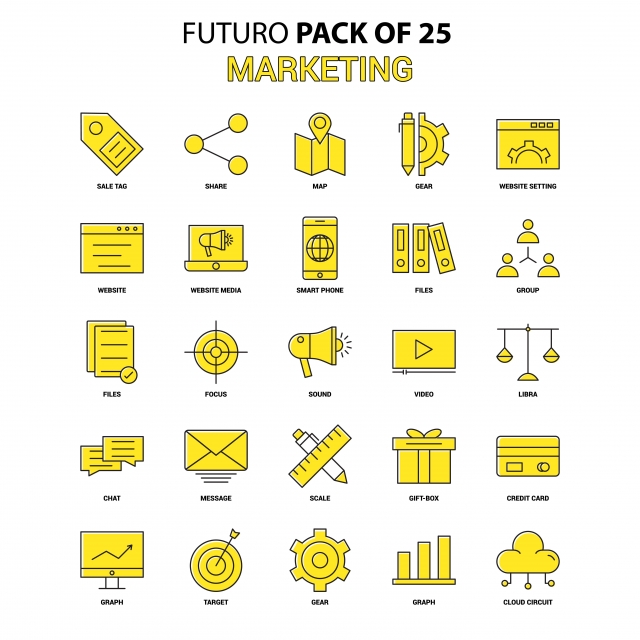 640x640 Marketing Icon Set Yellow Futuro Latest Design Icon Pack, Business