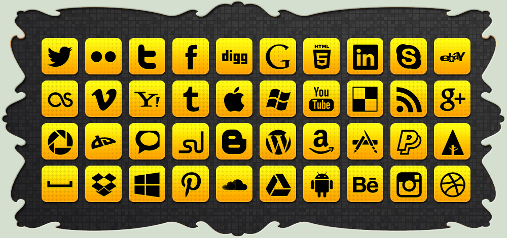 1000x470 Social Icon Pack Yellow