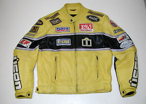 300x213 Icon Neo Daytona Men's Leather Motorcycle Racing Biker Jacket Size