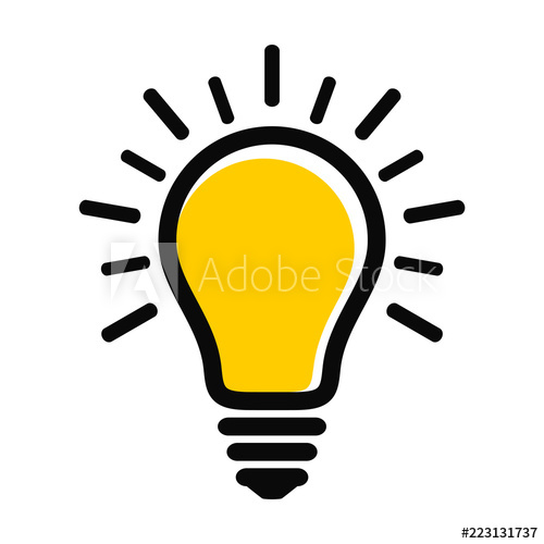 500x500 Modern Yellow Light Bulb Icon With Rays Idea And Creativity