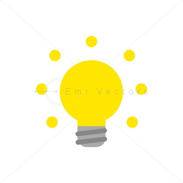 600x600 Vector Glowing Yellow Light Bulb Icon Emr Vectors