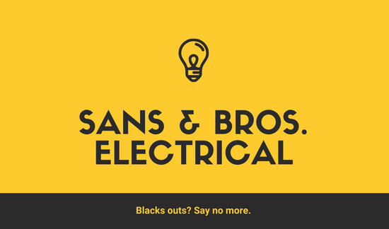 550x324 Yellow Light Bulb Icon Electrician Business Card