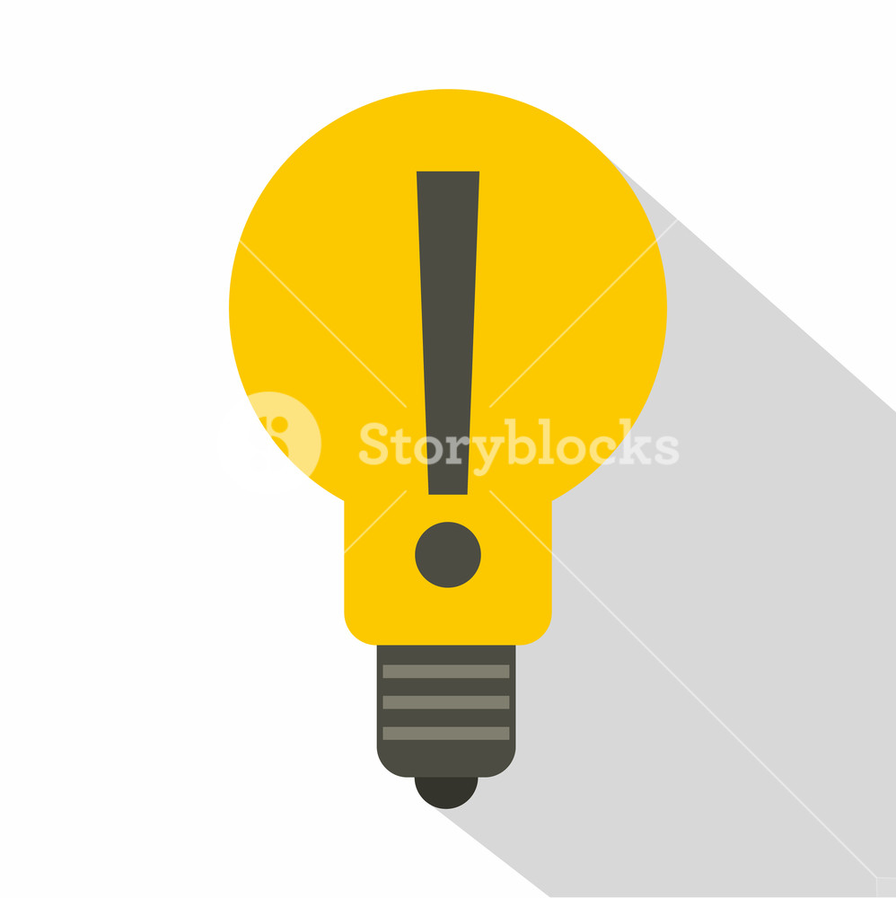 998x1000 Yellow Light Bulb With Exclamation Mark Inside Icon Flat