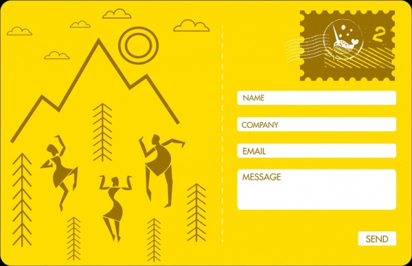 Webpage Postcard Template Tribal Human Icon Yellow Decoration Free 600x388 Webpage Postcard Template Tribal Human Icon Yellow Decoration Free