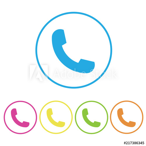 500x500 Blue, Pink, Yellow, Green, Orange Phone Icon Symbol Set In Trendy