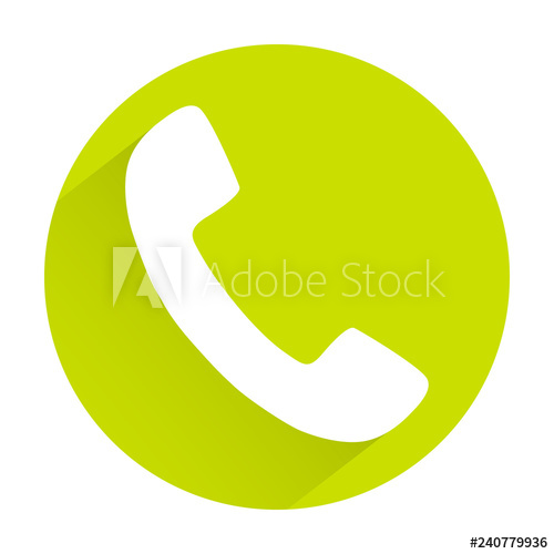 500x500 Flat Yellow Phone Icon On Gray Background With Shadow
