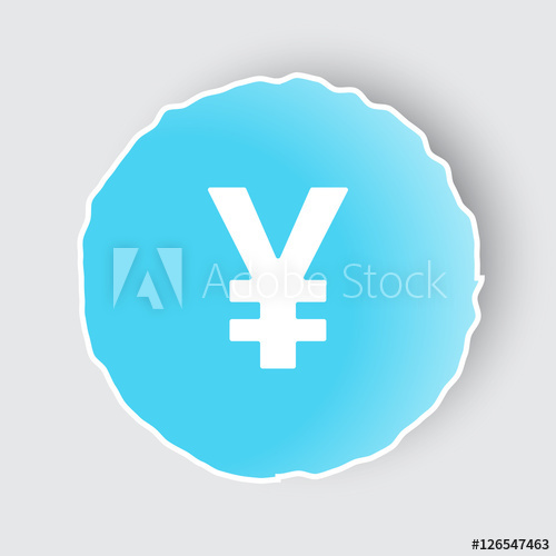 500x500 Blue App Button With Yen Icon On White