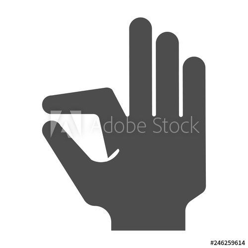 500x500 Ok Gesture Solid Icon Goog Hand Gesture Vector Illustration