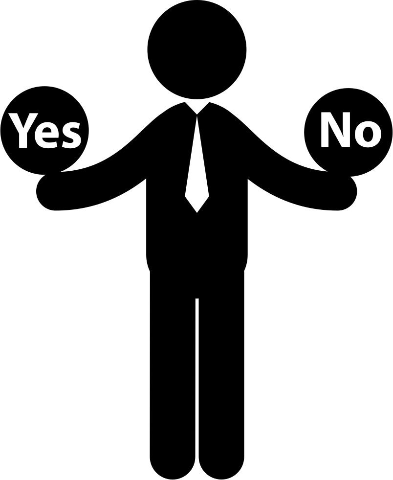 804x981 Man With Two Options To Choose Between Yes Or No Png Icon Free