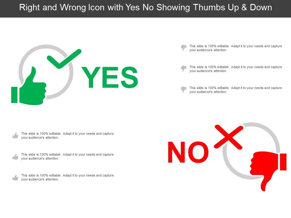 960x720 Right And Wrong Icon With Yes No Showing Thumbs Up And Down