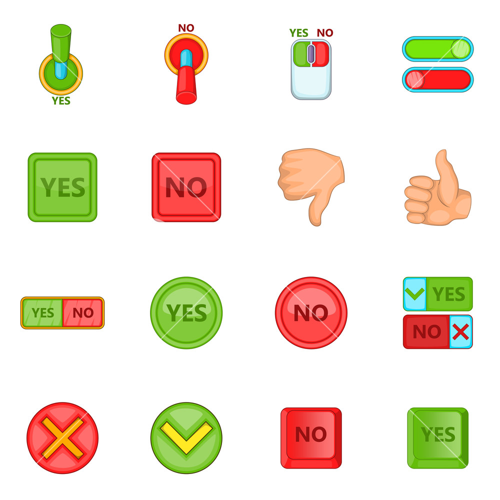 1000x1000 Yes No Icons Set Cartoon Illustration Of Yes No Vector Icons
