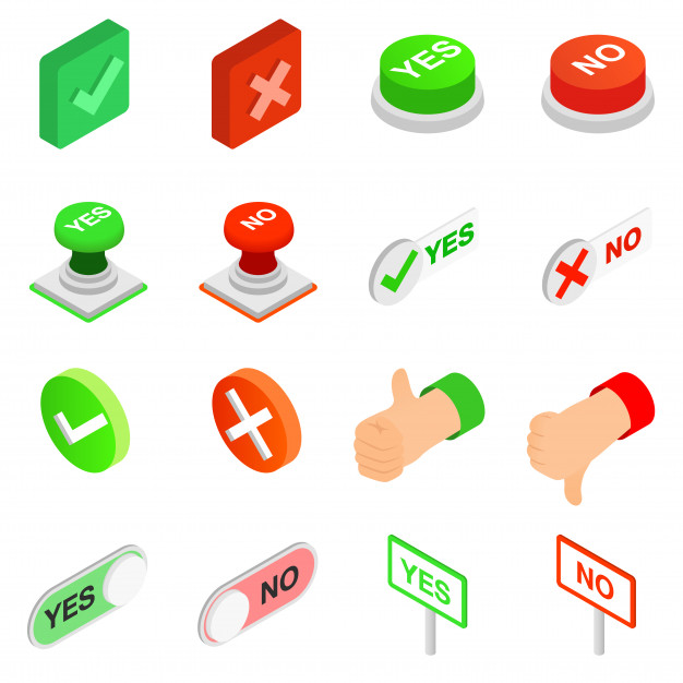 626x626 Check Mark Yes And No Icons Set In Isometric Style Vector