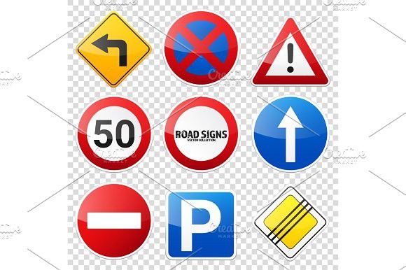 580x386 Road Signs Collection Isolated On White Background Road Traffic
