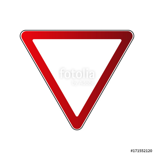 500x500 Yield Triangle Sign Blank Traffic Red Road Sign Isolated On White