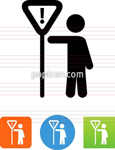 400x521 Person Holding Yield Sign Icon
