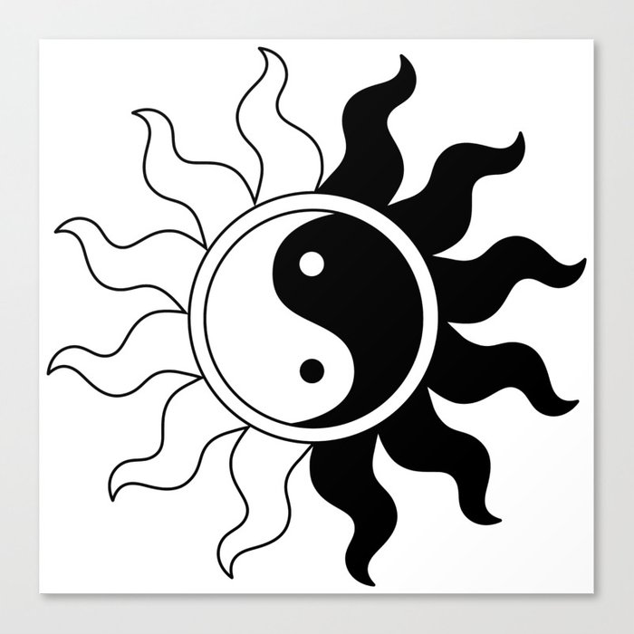 700x700 Yin Yang Symbol Sun In Black White Canvas Print
