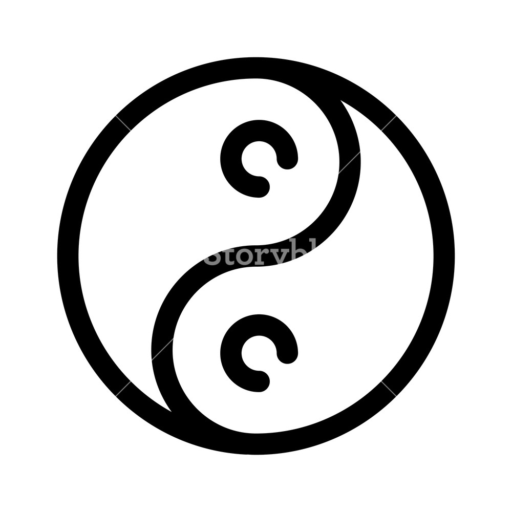 1000x1000 Yin Yang Icon Outline Modern Design Element Simple Black Flat