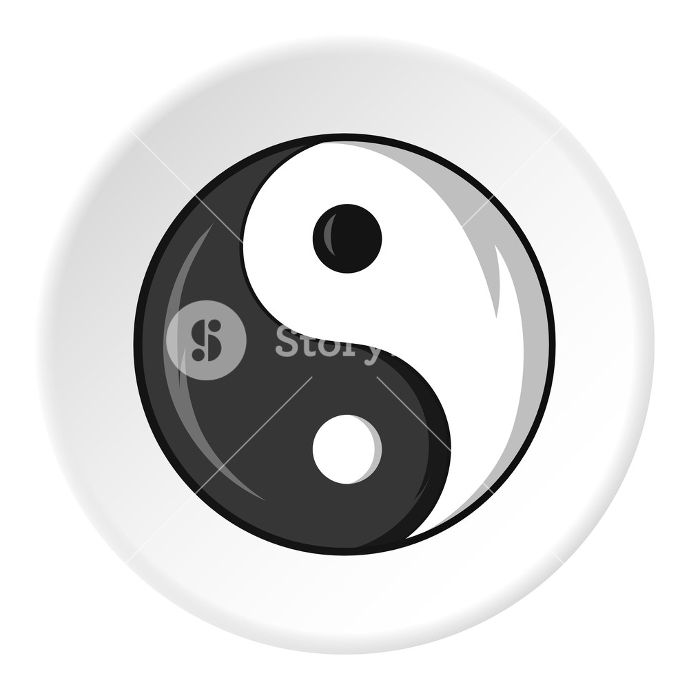 1000x1000 Sign Yin Yang Icon In Cartoon Style Isolated On White Circle
