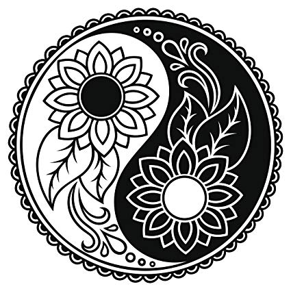 425x425 Sunflower Daisy Ying Yang Icon Vinyl Decal Sticker