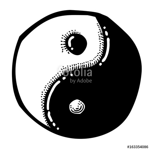 500x500 Cartoon Image Of Ying Yang Icon An Artistic Freehand Picture