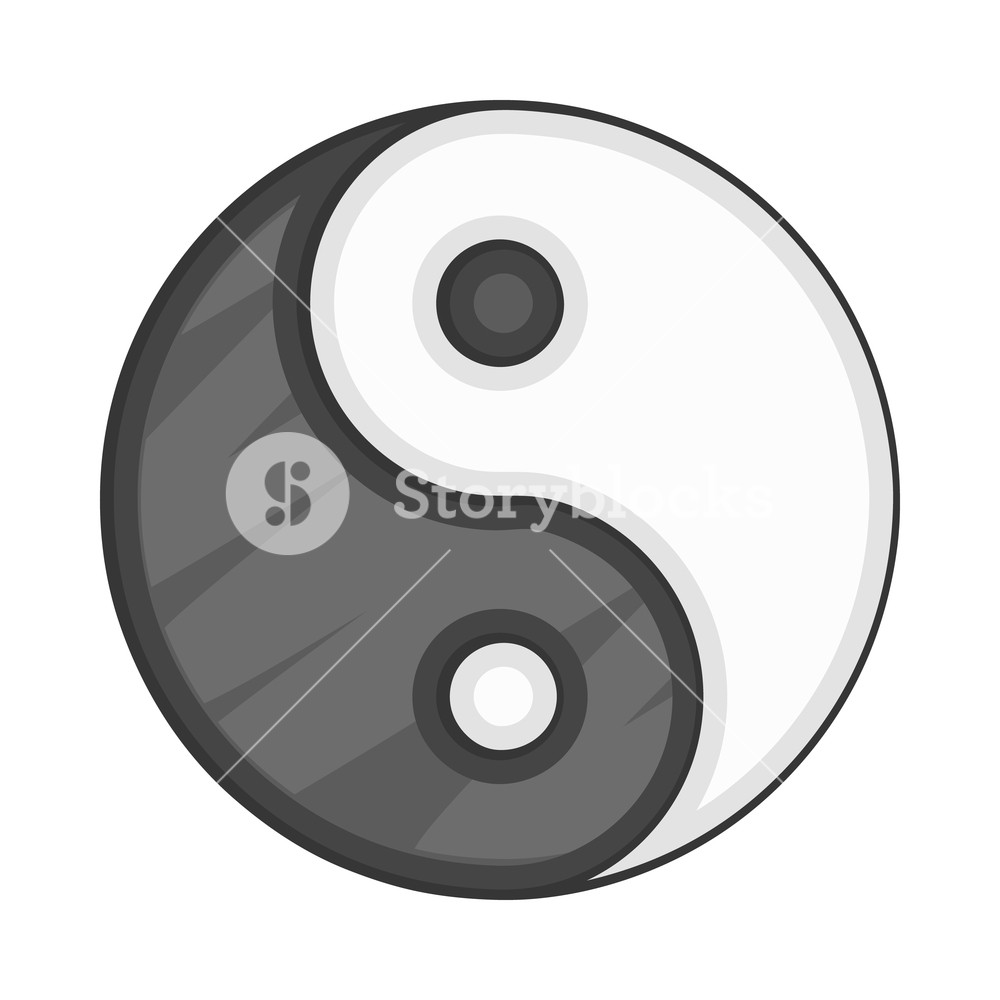 1000x1000 Ying Yang Icon In Cartoon Style On A White Background Royalty Free