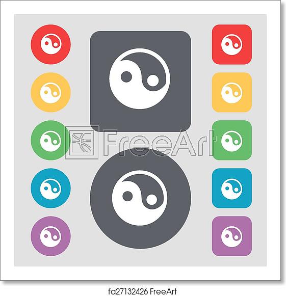 561x581 Free Art Print Of Ying Yang Icon Sign A Set Of Colored Buttons