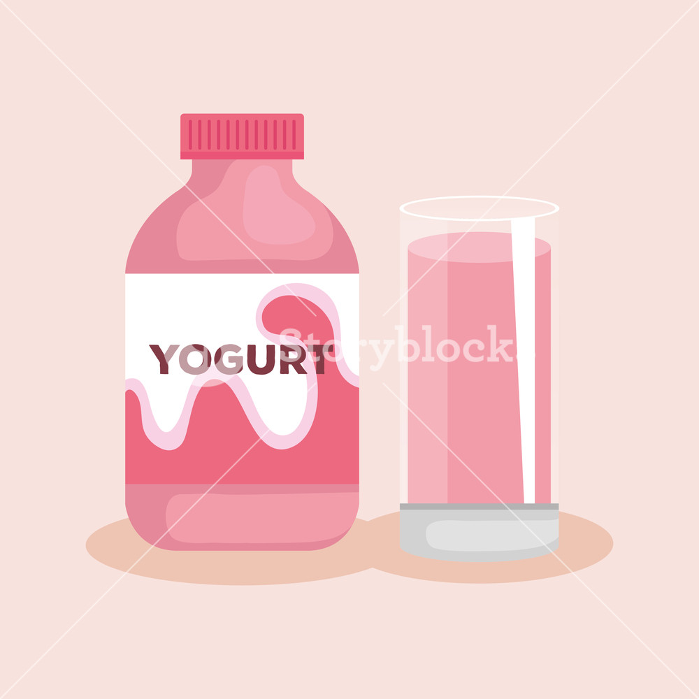 1000x1000 Delicious Bottle Yogurt Icon Vector Illustration Design Royalty