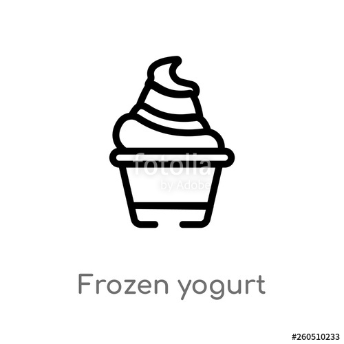 500x500 Outline Frozen Yogurt Vector Icon Isolated Black Simple Line