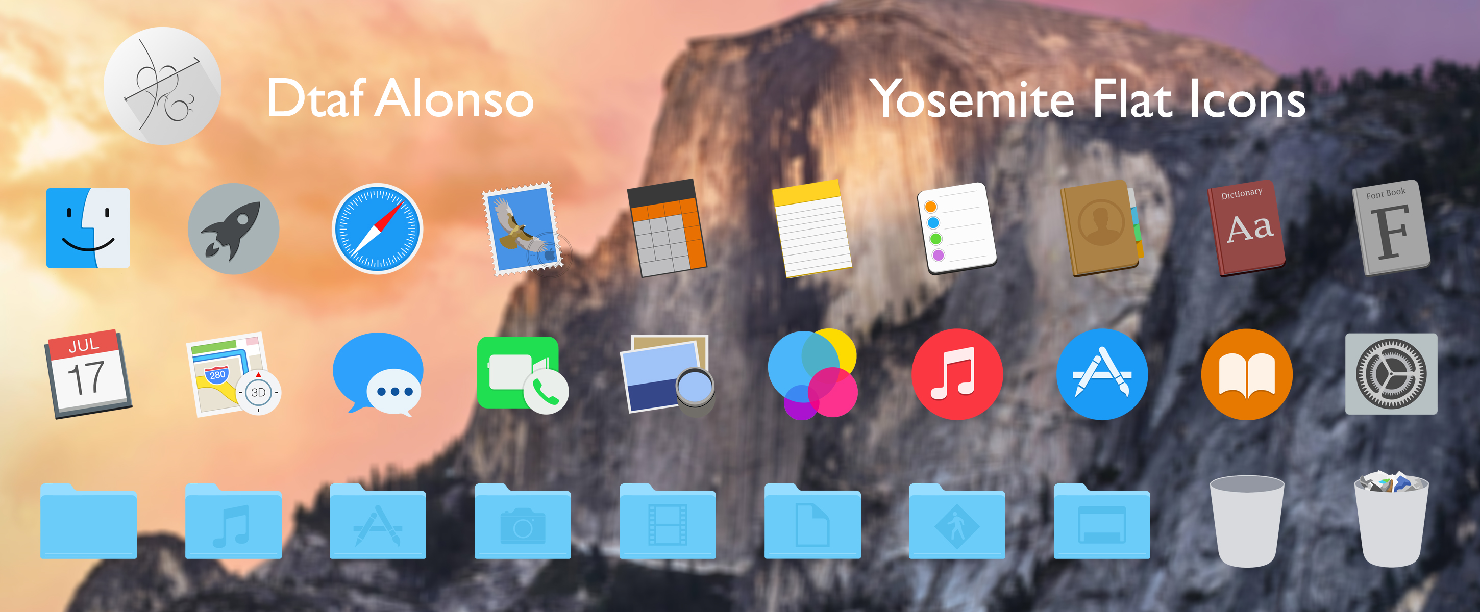 2900x1200 Yosemite Flat Icons