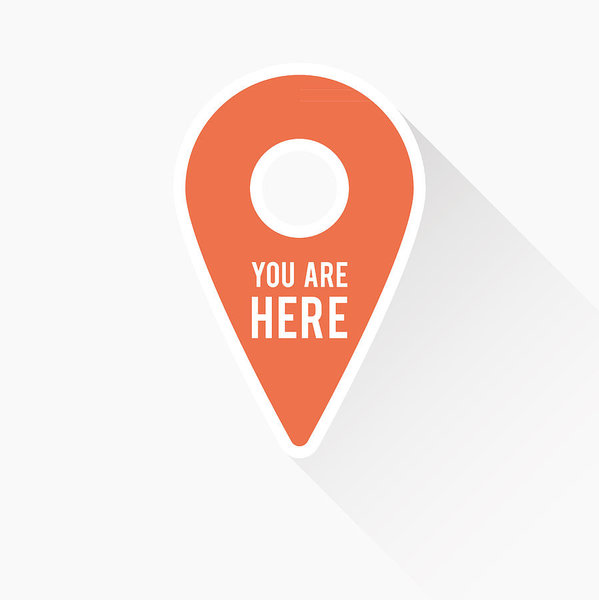599x600 Map Pointer Icon With Long Shadow And The Text 'you Are Here