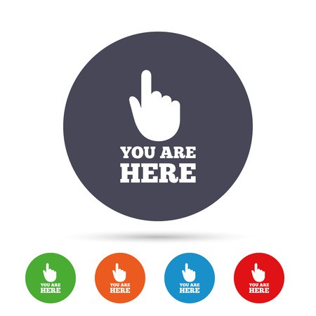 450x450 You Are Here Sign Icon Info Symbol With Hand Map Pointer