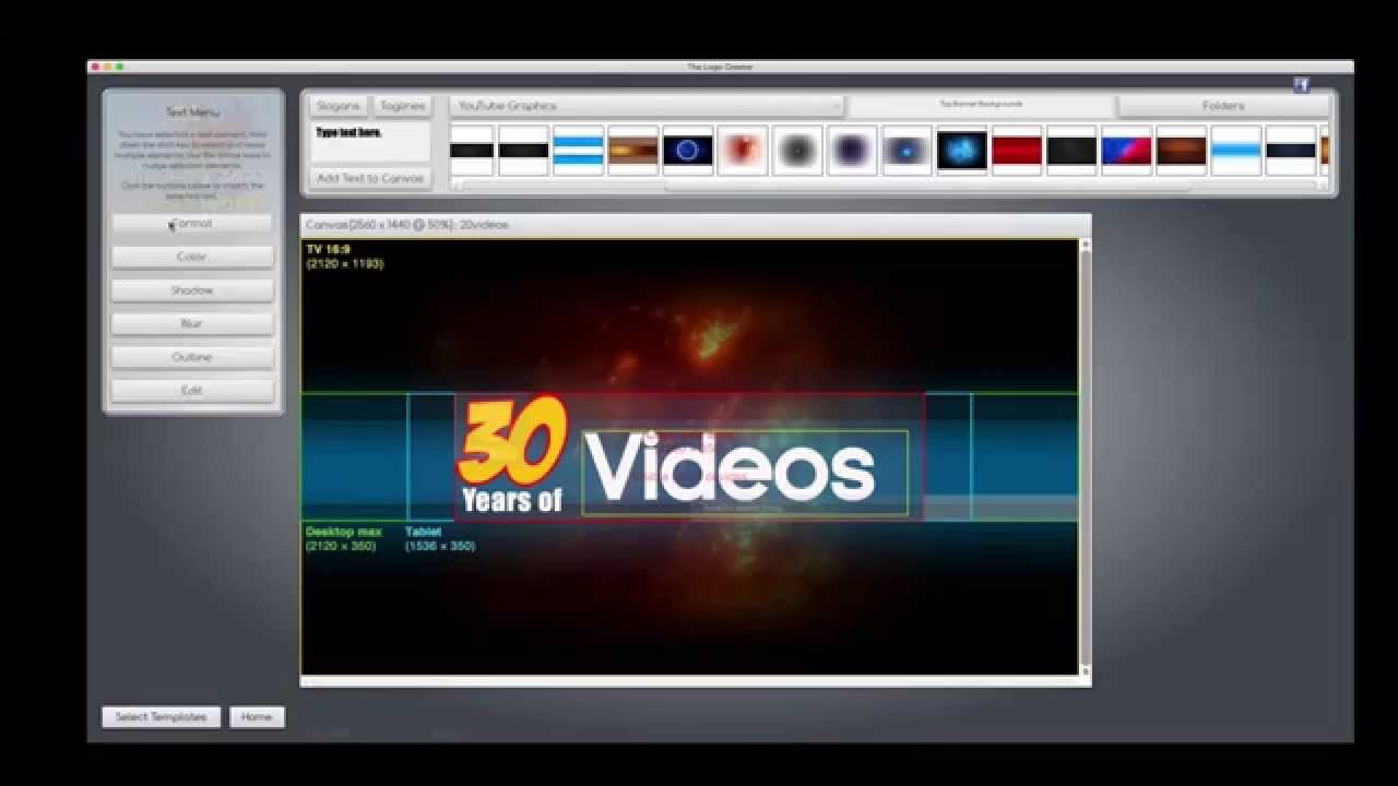 1280x720 Youtube Channel Background Creator Software