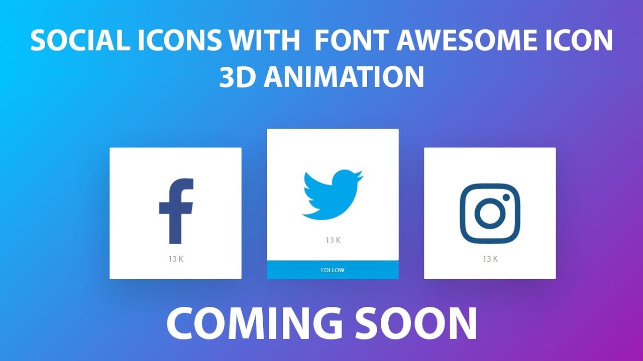 1280x720 Social Icons With Font Awesome Icon Animation In Coming
