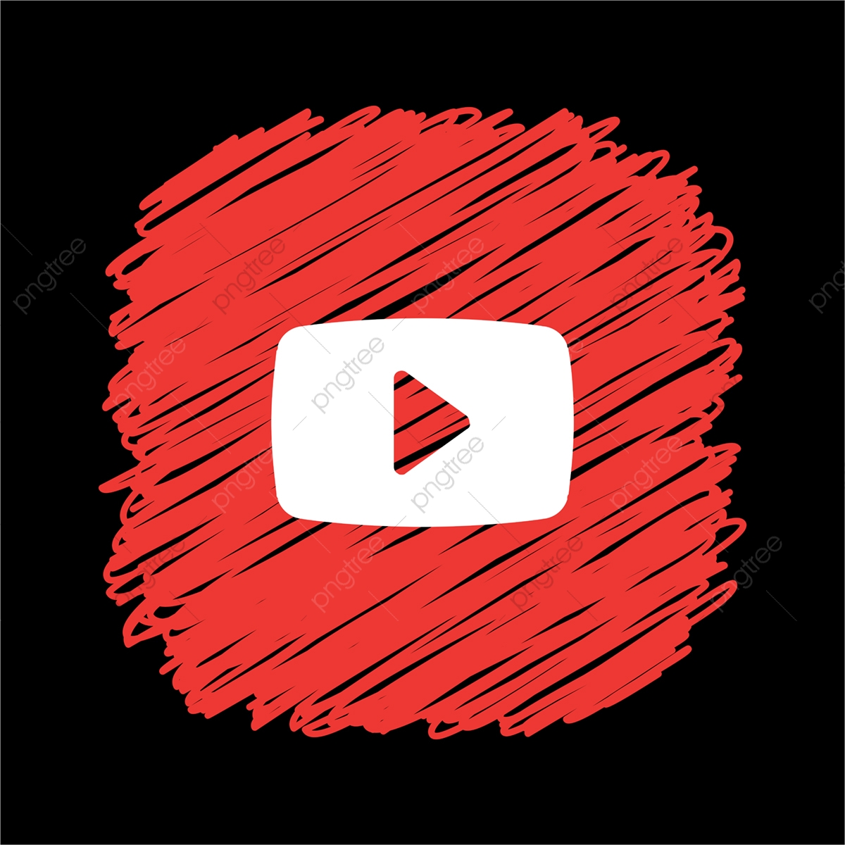1200x1200 Youtube Scribble Square Icon, Youtube, Social Media, Social Png