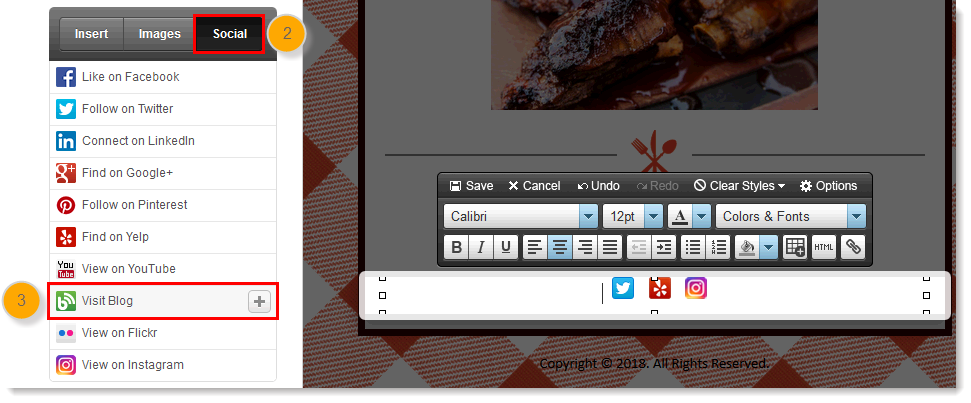 971x403 Insert A Social Media Icon Into A Campaign Email In The Second