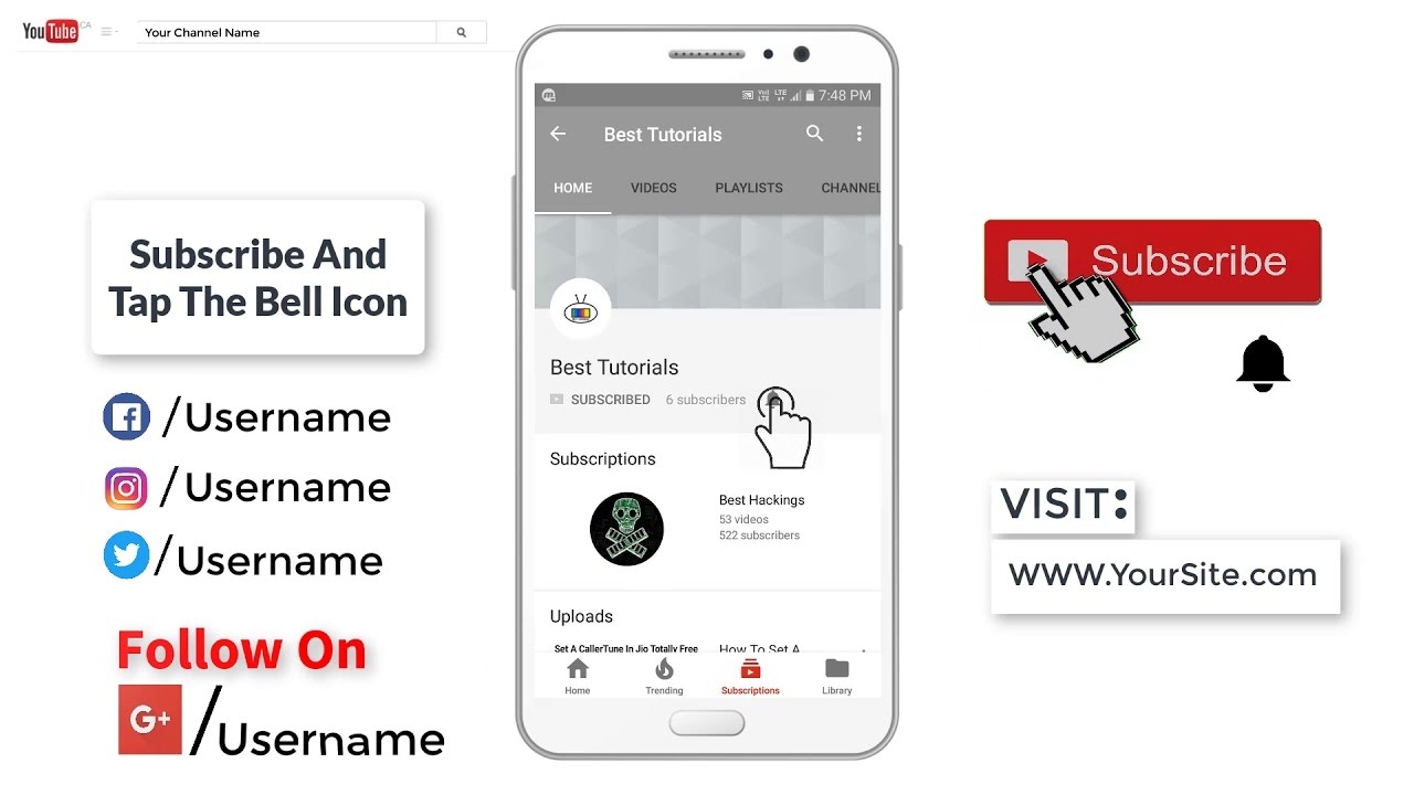 1280x720 Subscribe Bell Icon Intro For Youtube Project Free