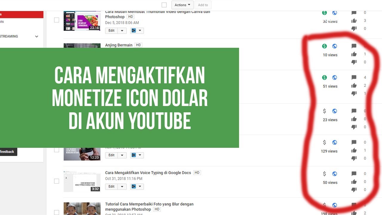 1280x720 Cara Mengaktifkan Monetize Icon Dolar Di Akun Youtube